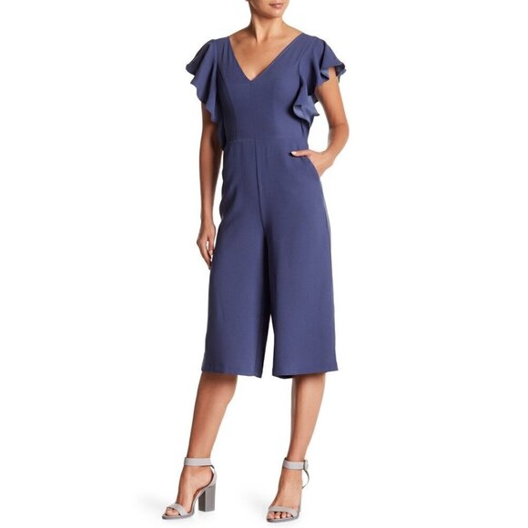 BCBGeneratio Pants - New BCBGeneration Ruffle-Sleeve Cropped Wide Leg Jumpsuit Size 4